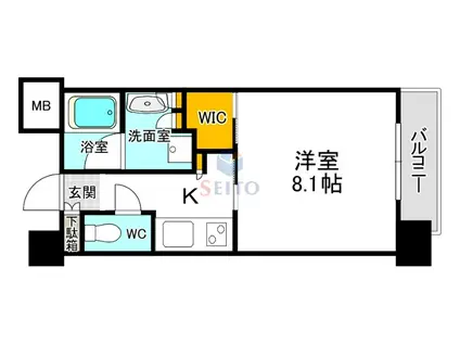 セイル江坂公園(1K/8階)の間取り写真