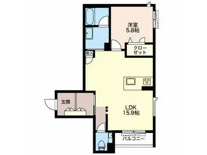 ロンドヴェルチュ覚王山(1LDK/3階)の間取り写真