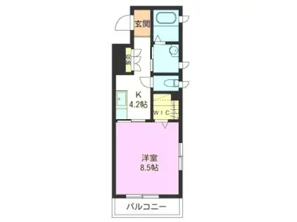 ヴァンクール(1K/1階)の間取り写真