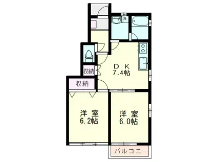 RADICE(2DK/1階)の間取り写真