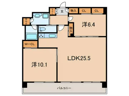 プレジオ宝塚ASIAN(2LDK/2階)の間取り写真