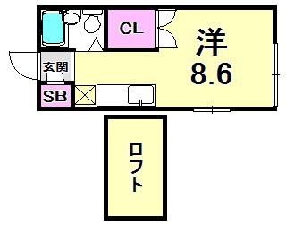 ステラパレス(ワンルーム/1階)の間取り写真