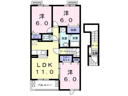 グレイスV(3LDK/2階)の間取り写真