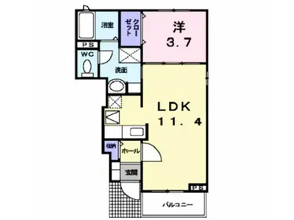 サンネット(1LDK/1階)の間取り写真