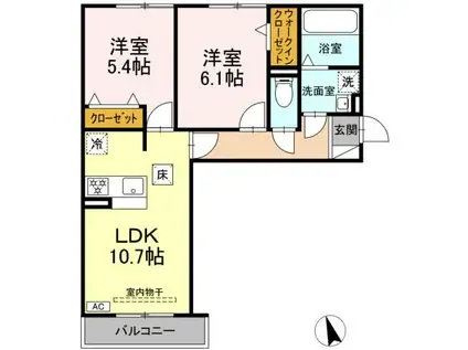D-ROOM蘇原村雨町A棟(2LDK/1階)の間取り写真