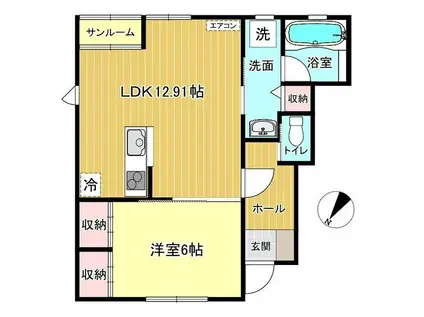 EPISODE B棟(1LDK/1階)の間取り写真