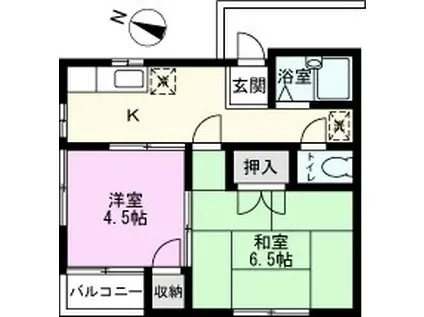 グリーンハイツY(2K/2階)の間取り写真