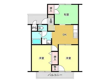 ガーデンシティ海老名A棟(3DK/2階)の間取り写真