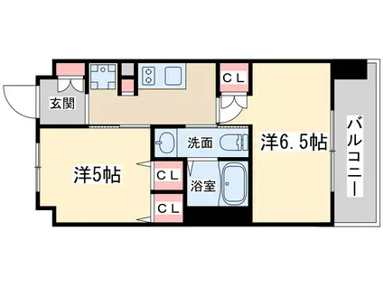 エステムプラザ梅田・中崎町Ⅲツインマークスノースレジデンス(2K/6階)の間取り写真