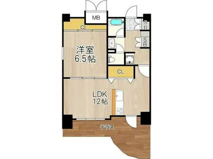 CITY SPIRE桜川I(1LDK/1階)の間取り写真