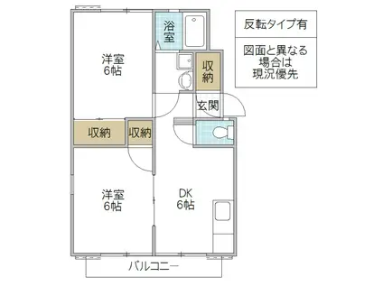 パナハイツ斎藤 B棟(2DK/1階)の間取り写真