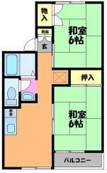 アザリアハイタウンA棟(2DK/2階)の間取り写真