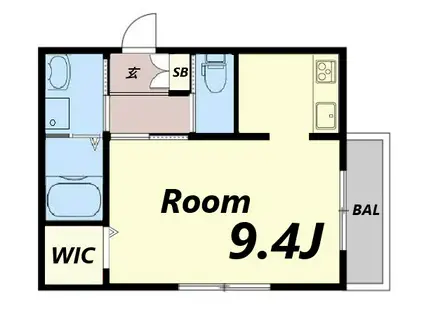 クロスロード東姫路(1K/1階)の間取り写真