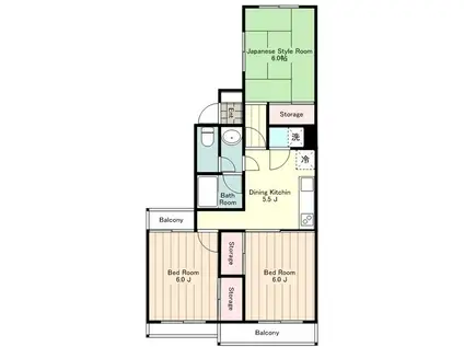 新町ベルメゾン(3DK/1階)の間取り写真