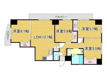 ル・シエル(4LDK/9階)の間取り写真