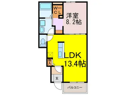 アンソレイエ VI(1LDK/1階)の間取り写真