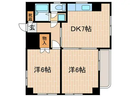 ソニア藤田(2DK/4階)の間取り写真