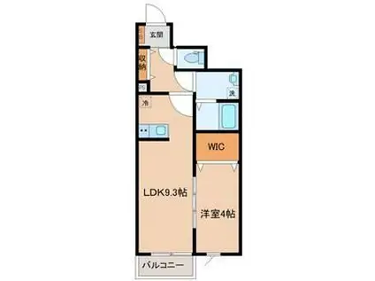 シャンテ南仙台(1LDK/1階)の間取り写真