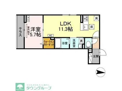 アンソレイエII(1LDK/1階)の間取り写真