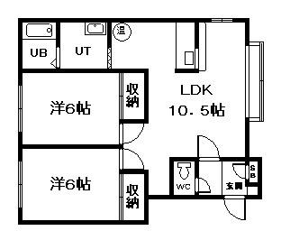 AMI B棟(2LDK/2階)の間取り写真