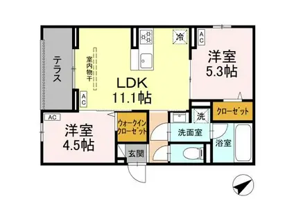 アルスフィルド相模原(2LDK/1階)の間取り写真