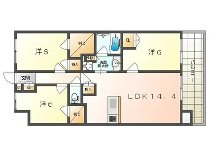 レジデンス大日ステーションプレミア(3LDK/2階)の間取り写真
