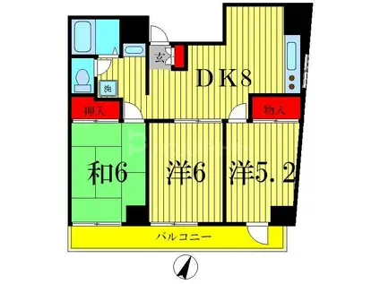 DSVARIE亀有レジデンス(3DK/5階)の間取り写真