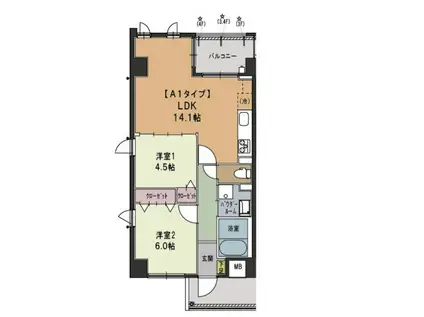 シューペリア(2LDK/1階)の間取り写真