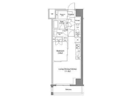 ザ・パークハビオ日本橋馬喰町(1LDK/8階)の間取り写真