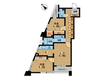 プライムアーバン新川(2DK/6階)の間取り写真