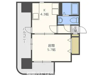 リファレンス祇園(1DK/9階)の間取り写真