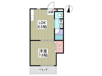 第2成城島田マンション(1LDK/1階)の間取り写真