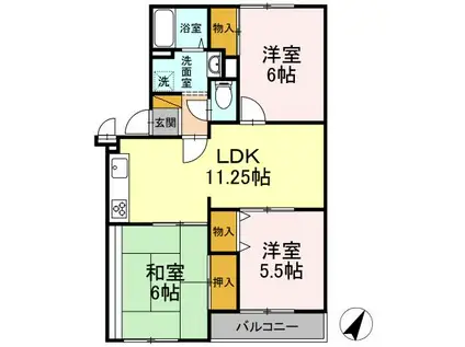サンモールオガワ(3LDK/2階)の間取り写真