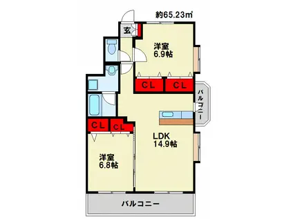 ケリスデール(2LDK/1階)の間取り写真