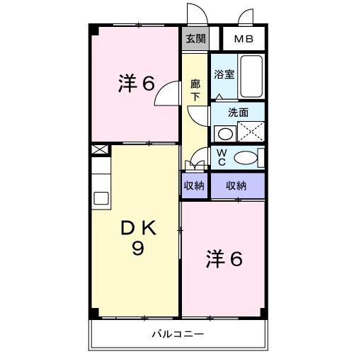 シャトレー多田(2DK/1階)の間取り写真