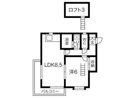 レオパレス矢田(1LDK/2階)の間取り写真