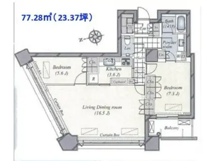 パークコート麻布十番ザタワー(2LDK/20階)の間取り写真