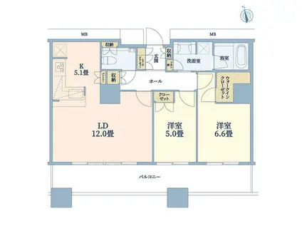 THE KITAHAMA(2LDK/18階)の間取り写真