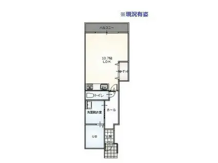 アクシスA棟(ワンルーム/1階)の間取り写真