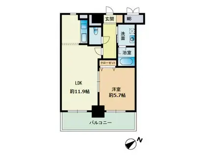 クレア大橋(1LDK/3階)の間取り写真