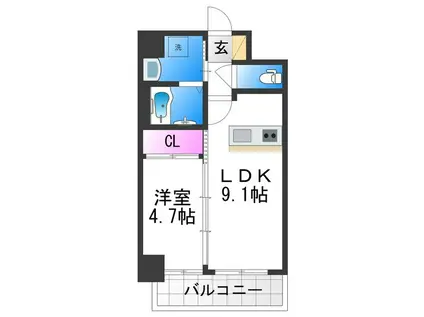 GM KOHAMA(1LDK/7階)の間取り写真
