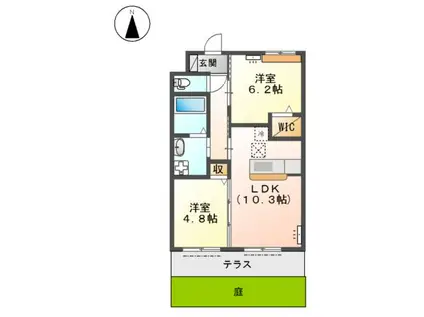 森8丁目マンション(2LDK/1階)の間取り写真