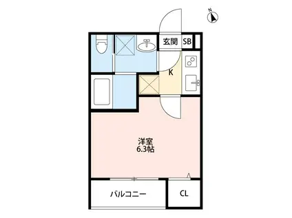 シュプレーム志木(1K/2階)の間取り写真