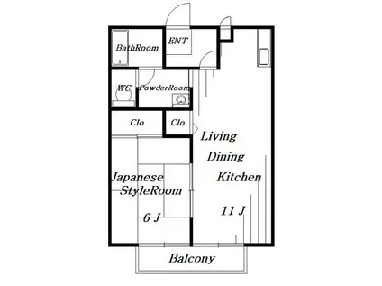 西都賀ハイツ(1LDK/2階)の間取り写真