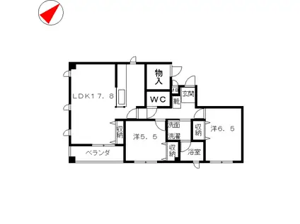 小原ホームズII(2LDK/3階)の間取り写真