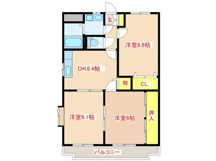 グランドステージ石神(3DK/3階)の間取り写真