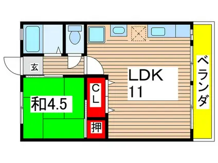 石本ビル(1LDK/4階)の間取り写真