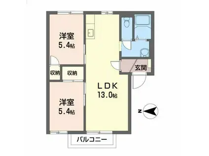 シャローム(2LDK/1階)の間取り写真
