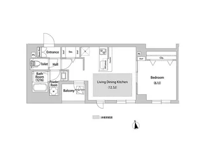 BLESS西巣鴨(1LDK/5階)の間取り写真