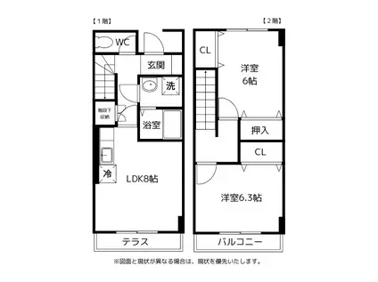 メゾン スウィートA棟(2LDK/1階)の間取り写真